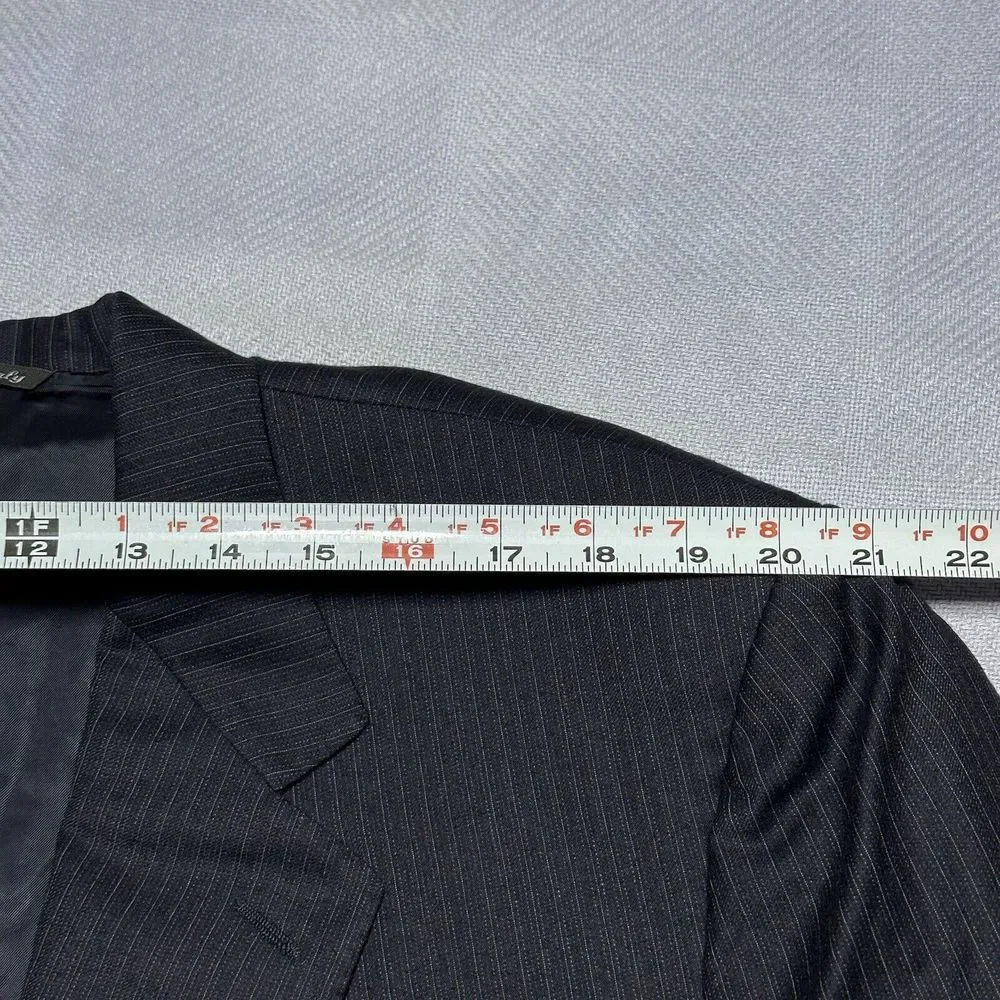 Canali Mark Shale Black Pinstripe Two Button Italy Wool Blazer Jacket‎ Men's 50L